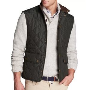 Barbour Lowerdale Quilted Vest Gilet Sage Green Size Large Zip Front Hunt Camp
